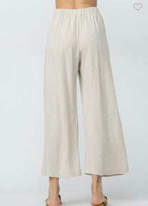 W linen palazzo elastic pants