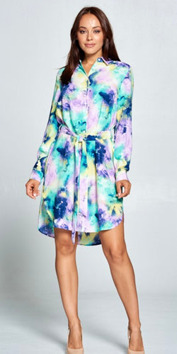 Tie dye shirt dress