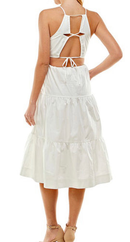 T open back cotton white dress