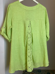 Linen flowy tunic with lace details in back