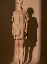 Load image into Gallery viewer, L woven mock neck layered mini dress