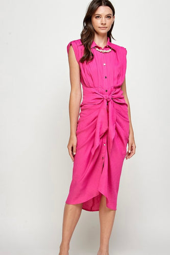 P Draped fushia dress