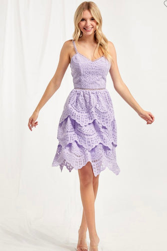 M Lavander scallops lace dress