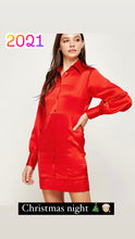 Load image into Gallery viewer, St top stitch satin shirt dress