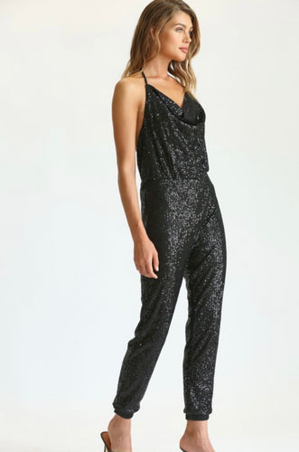 F sequence halter jumpsuit