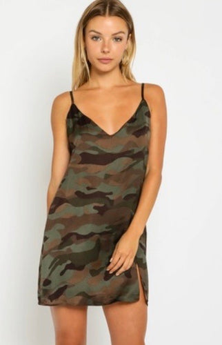 Satin camo little dress
