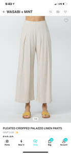 W linen palazzo elastic pants