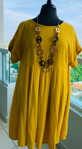 Linen mustard dress