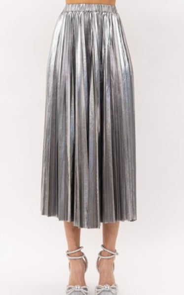 S metallic pleats skirt