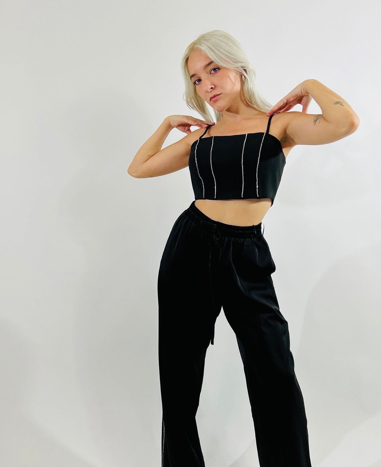 Crop top and discount track pants set