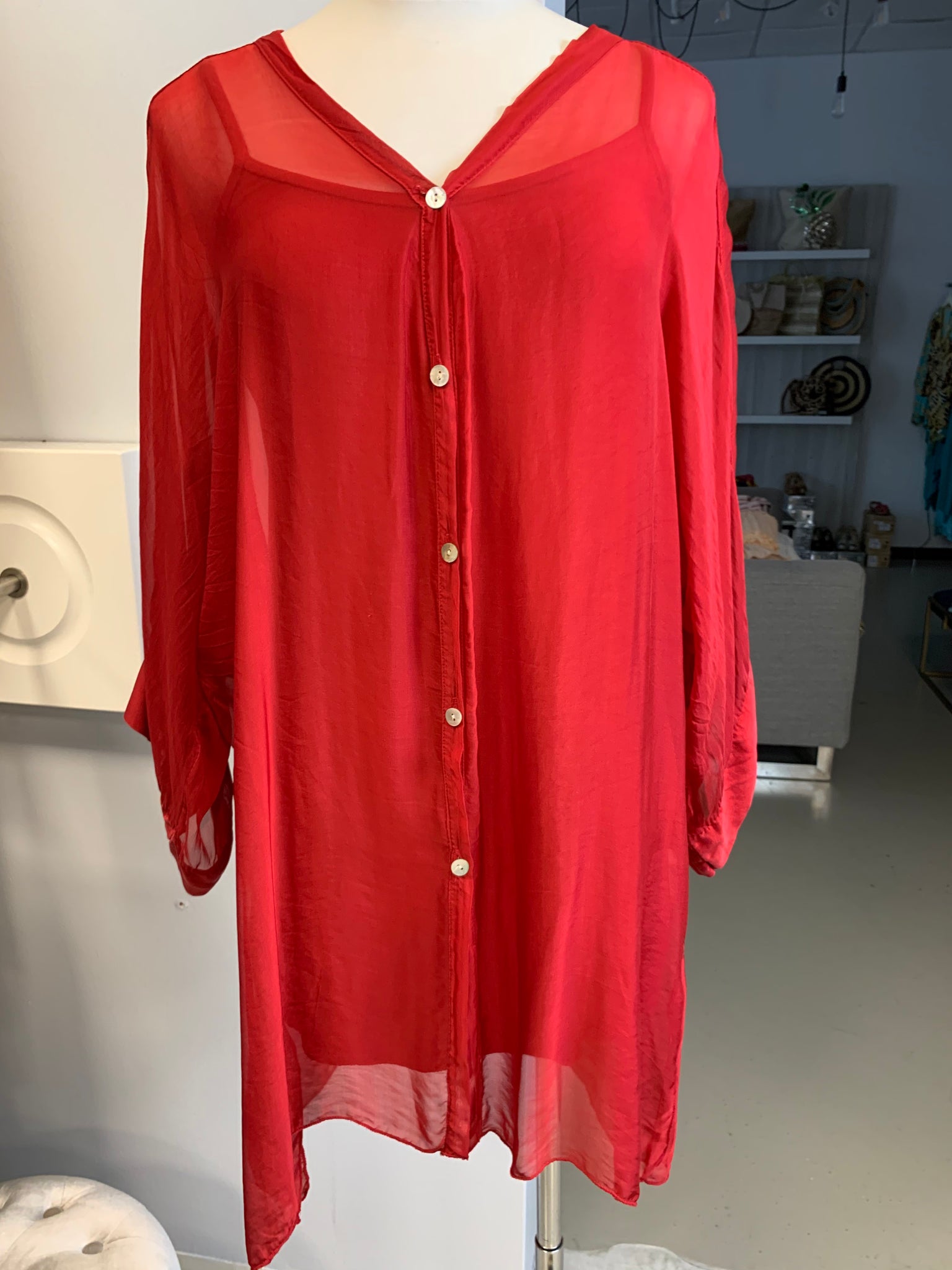 Silk Red Tunic/Dress It Girl PR Silk Red Tunic/Dress It Girl PR