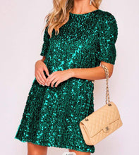 Load image into Gallery viewer, Vl hunter green  sequence dress