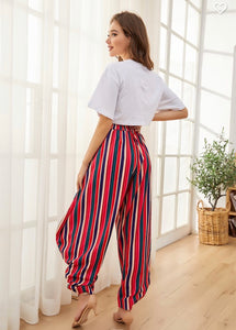 Stripe wide pants