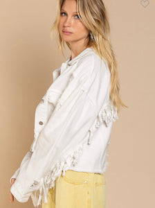 P Denim jacket fringe details