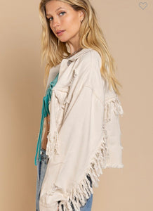 P Denim jacket fringe details