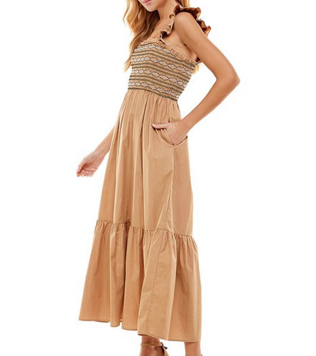 T smoked top maxi dress