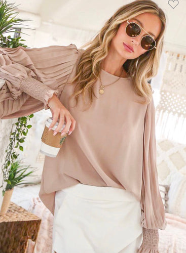 Vl taupe /fushia round neck