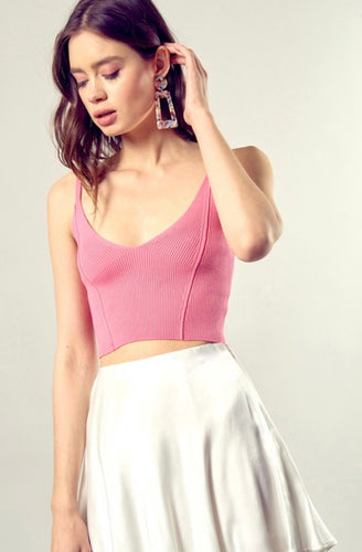 Ms Ribbed Thin sweater cami bra