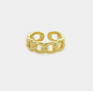Og curb adjustable ring gold and rhodium