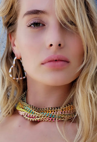 Og enamel curb chain necklace