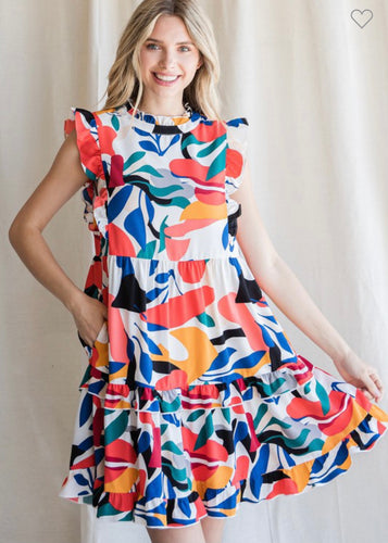 J print ruffles tiered dress