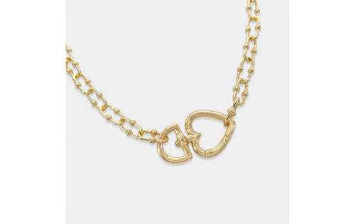 Og mnk063 dottedpaperclip with large heart clip necklace