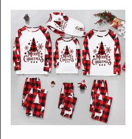 Christmas pjs in plaid and trees print