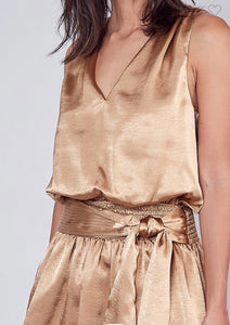 Satin gold mini dress