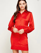 Load image into Gallery viewer, St top stitch satin shirt dress