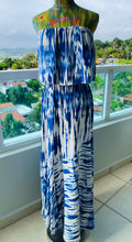 Load image into Gallery viewer, Tie Dye Blue Strapless Dress