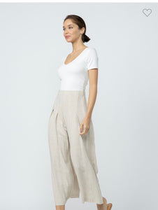 W linen palazzo elastic pants