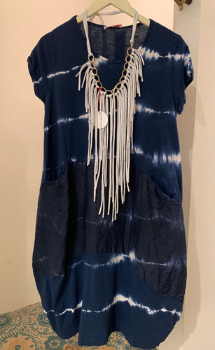 Tie dye cotton and linen bubble dress