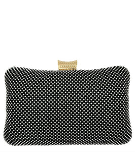 F Mesh Rhinstone clutch