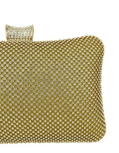 F Mesh Rhinstone clutch