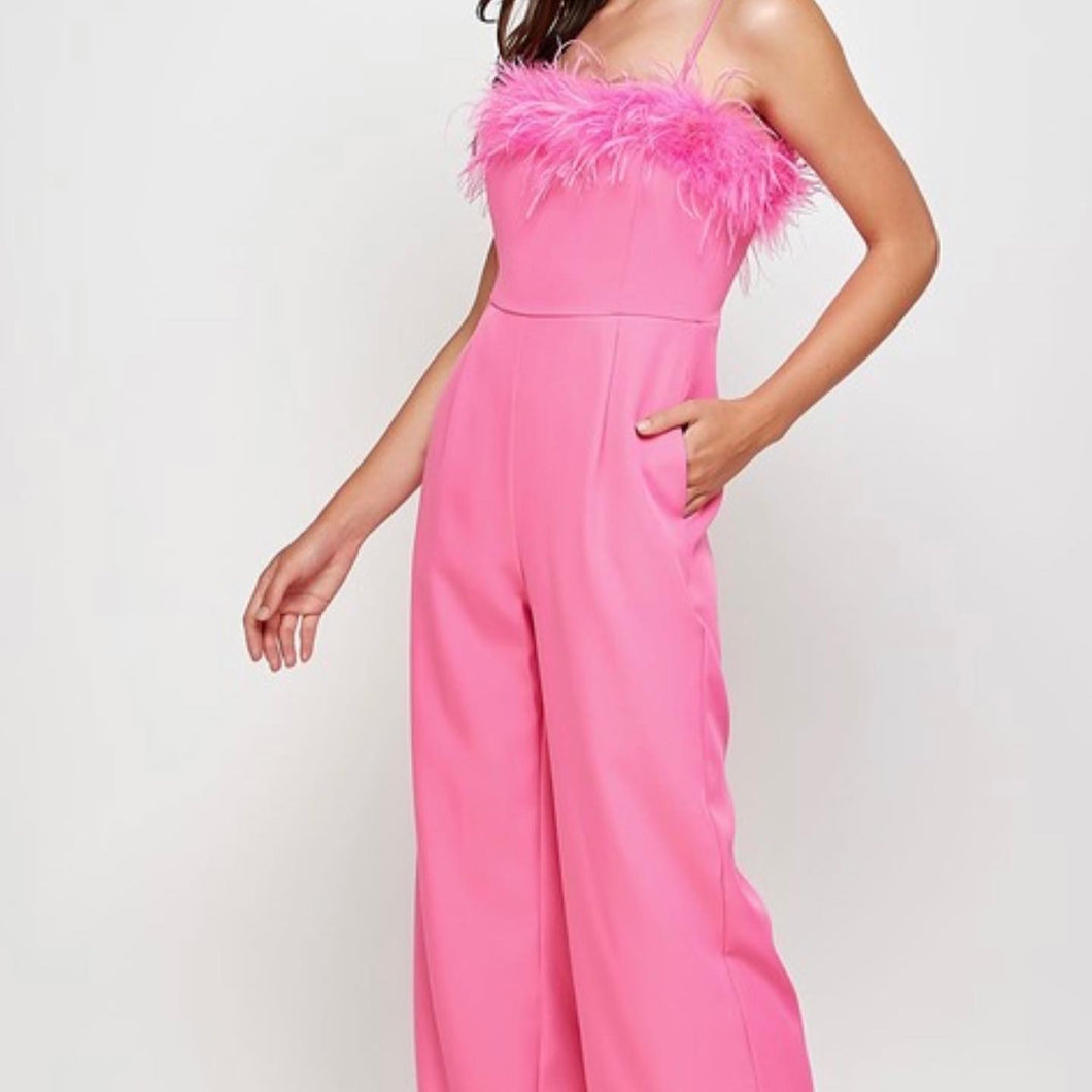 Sb feathers pink jumpsuit