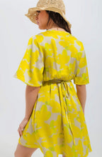 Load image into Gallery viewer, Q lime floral wrap around dress