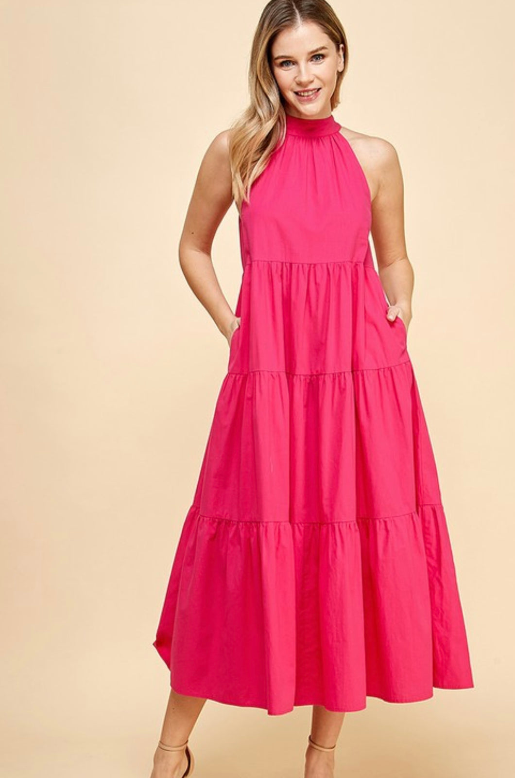 T magenta maxi dress