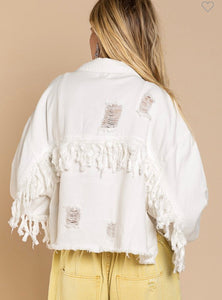 P Denim jacket fringe details