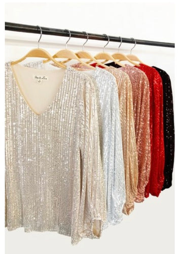 V sequence lantern sleeve top